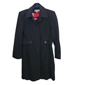 Vintage Skirtin Around Wool Silk Black Retro Print Lining Coat Size 2